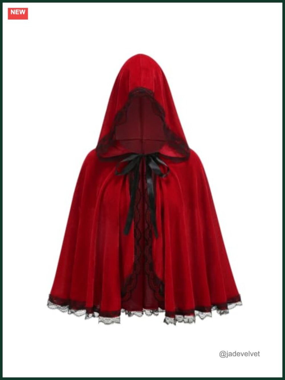 Velvet Hooded Cape Lace Trim Little Red Riding Hood Costume